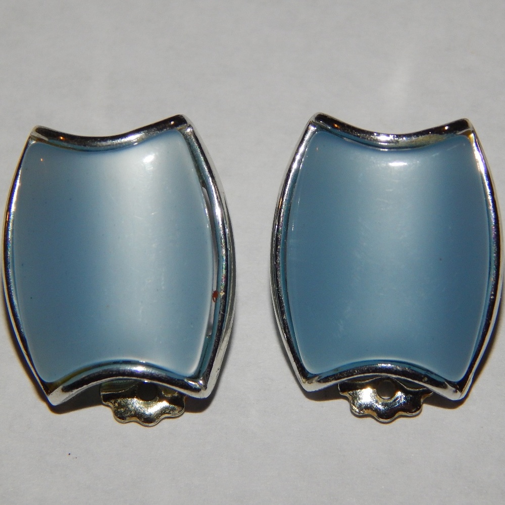 Star Brand Earrings Fashion Blue Silver Tone CLIP